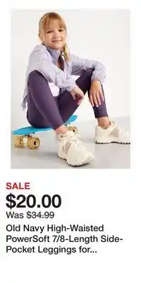 Old Navy Old Navy High-Waisted PowerSoft 7/8-Length Side-Pocket Leggings for Girls offer