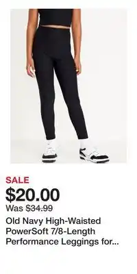 Old Navy Old Navy High-Waisted PowerSoft 7/8-Length Performance Leggings for Girls offer
