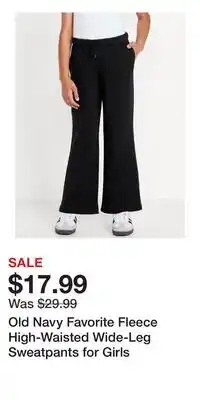 Old Navy Old Navy Favorite Fleece High-Waisted Wide-Leg Sweatpants for Girls offer
