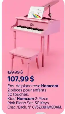 Walmart Kids' Homcom 2-Piece Pink Piano Set. 30 Keys offer