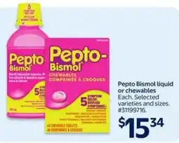 Walmart Pepto Bismol liquid or chewables offer