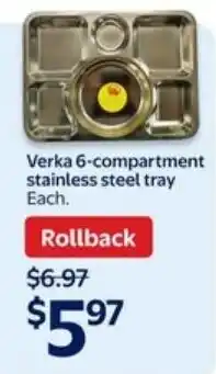 Walmart Verka 6-compartment stainless steel tray offer