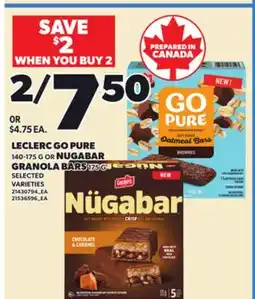 Independent City Market LECLERC GO PURE 140-175 G OR NUGABAR GRANOLA BARS 175 G offer