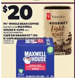 Independent City Market PC WHOLE BEAN COFFEE 820/907 G OR MAXWELL HOUSE K-CUPS 30'S offer