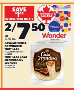 Independent City Market CASA MENDOSA OR WONDER TORTILLAS, 10 INCH offer