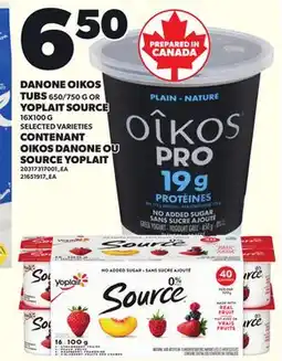 Independent City Market DANONE OIKOS TUBS, 650/750 G OR YOPLAIT SOURCE 16X100 G offer