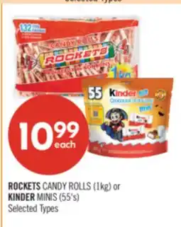 Shoppers Drug Mart ROCKETS CANDY ROLLS (1kg) or KINDER MINIS (55's) offer