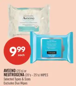 Shoppers Drug Mart AVEENO (25's) or NEUTROGENA (20's-25's) WIPES offer