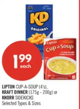 Shoppers Drug Mart LIPTON CUP-A-SOUP (4's). KRAFT DINNER (175g - 200g) or KNORR SIDEKICKS offer