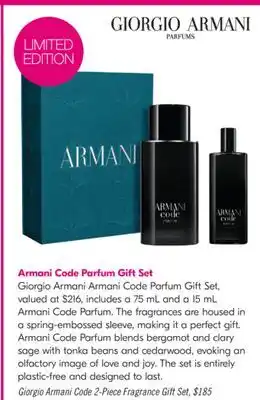 Shoppers Drug Mart Giorgio Armani Code 2-Piece Fragrance Gift Set offer