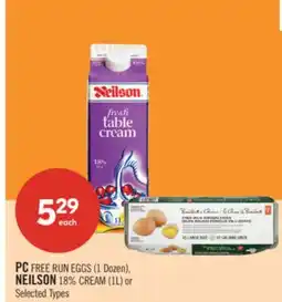 Shoppers Drug Mart PC FREE RUN EGGS (1 Dozen), NEILSON 18% CREAM (1L) or offer