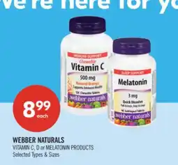 Shoppers Drug Mart WEBBER NATURALS VITAMIN C, D OR MELATONIN PRODUCTS offer