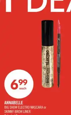 Shoppers Drug Mart ANNABELLE BIG SHOW ELECTRO MASCARA or SKINNY BROW LINER offer