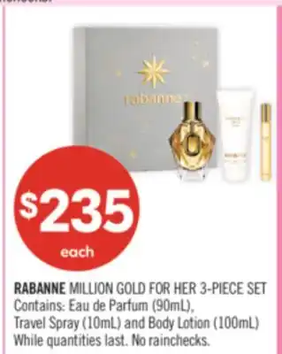 Shoppers Drug Mart RABANNE MILLION GOLD FOR HER 3-PIECE SET offer