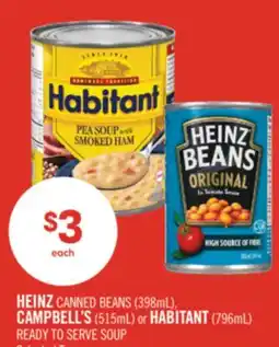 Shoppers Drug Mart HEINZ CANNED BEANS (398mL), CAMPBELL'S (515mL) or HABITANT (796mL) offer