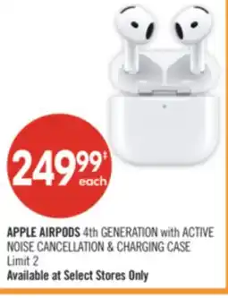 Shoppers Drug Mart APPLE AIRPODS 4th GENERATION with ACTIVE NOISE CANCELLATION & CHARGING CASE offer