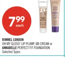 Shoppers Drug Mart RIMMEL LONDON OH MY GLOSS! LIP PLUMP, BB CREAM or ANNABELLE PERFECT FIT FOUNDATION offer