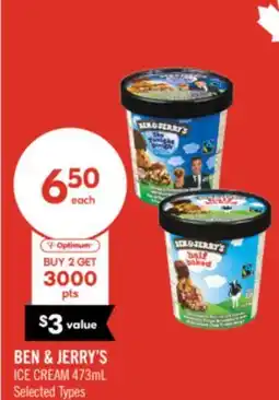 Shoppers Drug Mart BEN & JERRY'S ICE CREAM offer