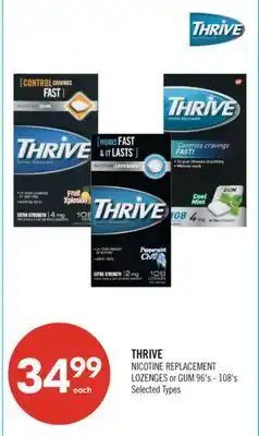Shoppers Drug Mart THRIVE NICOTINE REPLACEMENT LOZENGES or GUM offer