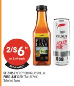 Shoppers Drug Mart CELSIUS ENERGY DRINK (355mL) or PURE LEAF ICED TEA (547mL) offer