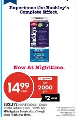 Shoppers Drug Mart BUCKLEY'S COMPLETE LIQUID (150mL) or ORIGINAL MIXTURE (200mL) offer