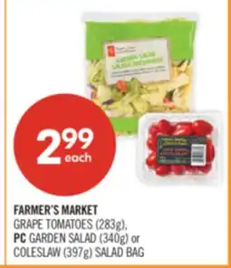 Shoppers Drug Mart FARMER'S MARKET GRAPE TOMATOES (283g), PC GARDEN SALAD (340g) or COLESLAW (397g) SALAD BAG offer