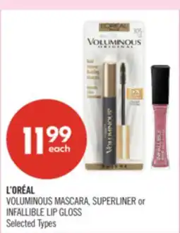 Shoppers Drug Mart L'ORÉAL VOLUMINOUS MASCARA, SUPERLINER or INFALLIBLE LIP GLOSS offer