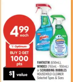Shoppers Drug Mart FANTASTIK (650mL), WINDEX (765mL - 950mL) or SCRUBBING BUBBLES HOUSEHOLD CLEANER offer