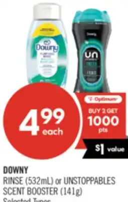 Shoppers Drug Mart DOWNY RINSE (532mL) or UNSTOPPABLES SCENT BOOSTER (141g) offer