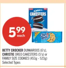 Shoppers Drug Mart BETTY CROCKER DUNKAROOS (6's), CHRISTIE OREO CAKESTERS (5's) or FAMILY SIZE COOKIES (453g - 523g) offer