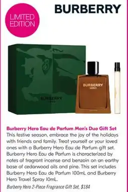 Shoppers Drug Mart Burberry Hero 2-Piece Fragrance Gift Set offer