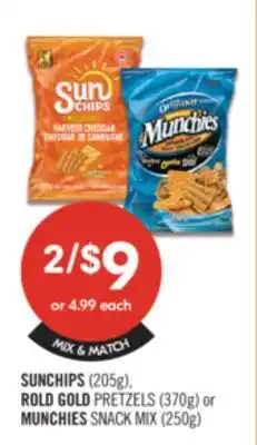 Shoppers Drug Mart SUNCHIPS (250g) ROLD GOLD PRETZELS (370g) or MUNCHIES SNACK MIX (250g) offer