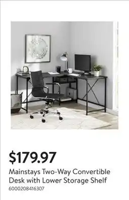 Walmart Mainstays Two-Way Convertible Desk with Lower Storage Shelf offer