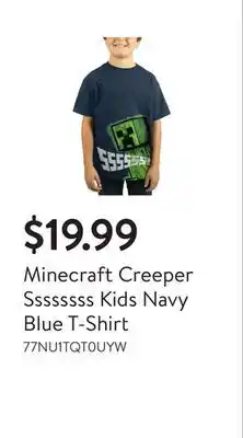 Walmart Minecraft Creeper Ssssssss Kids Navy Blue T-Shirt offer