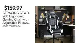 Walmart GTRACING GTWD-200 Ergonomic Gaming Chair with Adjustable Pillows and Footrest offer