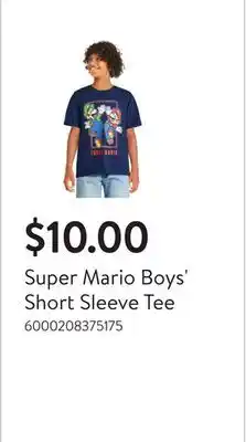 Walmart Super Mario Boys' Short Sleeve Tee offer