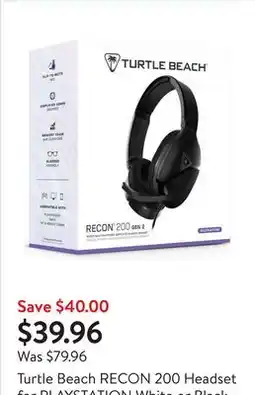 Walmart Turtle Beach RECON 200 Headset for PLAYSTATION White or Black offer