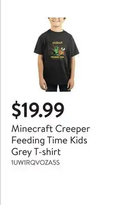 Walmart Minecraft Creeper Feeding Time Kids Grey T-shirt offer