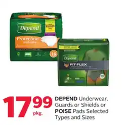 Rexall DEPEND Underwear, Guards or Shields or POISE Pads offer