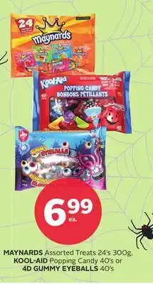Rexall MAYNARDS Assorted Treats 24' s 300g, KOOL-AID Popping Candy 40' s or 4D GUMMY EYEBALLS 40' s offer