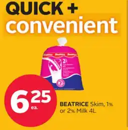 Rexall BEATRICE Skim, 1% or 2% Milk 4L offer