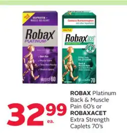 Rexall ROBAX Platinum Back & Muscle Pain 60's or ROBAXACET Extra Strength Caplets 70's offer