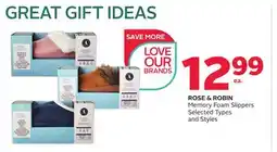 Rexall ROSE & ROBIN Memory Foam Slippers offer