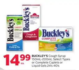 Rexall BUCKLEY'S Cough Syrup 150mL-200mL Select Types or Complete Caplets or Liquid Gels 24' s-40' s offer