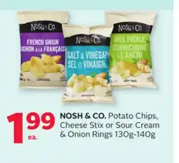 Rexall NOSH & CO. Potato Chips, Cheese Stix or Sour Cream & Onion Rings 130g-140g offer