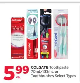 Rexall COLGATE Toothpaste 70mL-133mL or Toothbrushes offer