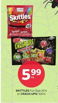 Rexall SKITTLES Fun Size 20' s or CRACK-UPS! 100's offer