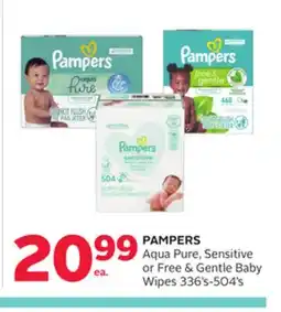 Rexall PAMPERS Aqua Pure, Sensitive or Free & Gentle Baby Wipes offer