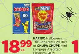 Rexall HARIBO Halloween Trick-or-Treat Box 80's or CHUPA CHUPS Mini Lollipops Assorted Flavours 240's offer