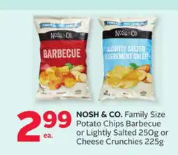 Rexall NOSH & CO. Family Size Potato Chips Barbecue or Lightly Salted 250g or Cheese Crunchies 225g offer